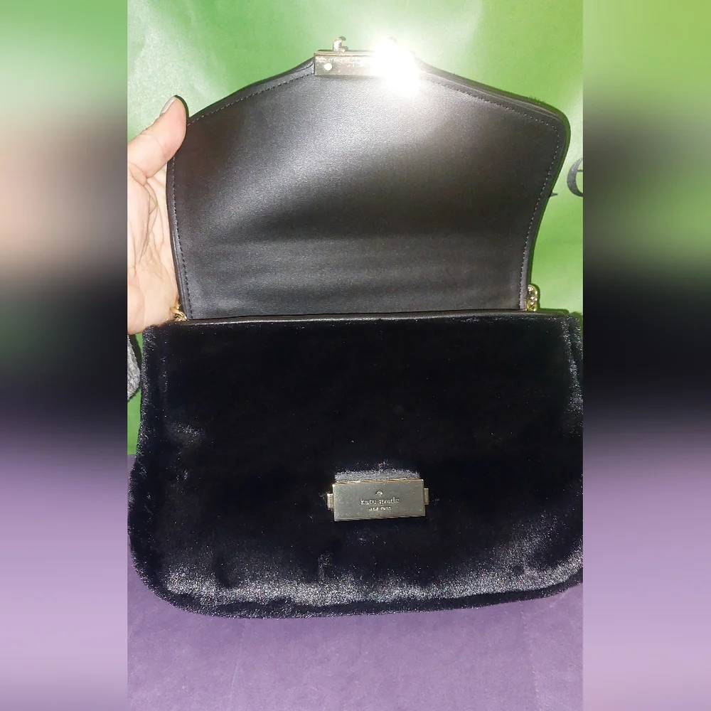 Kate Spade Carey Faux Fur Small Flap Shoulder Bag in Black